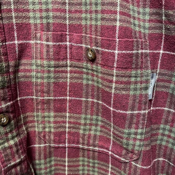Woolrich green and burgundy plaid long sleeve button up collared flannel shirt - Picture 5 of 6